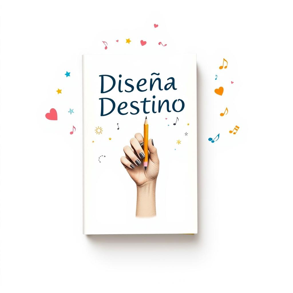 A book cover design titled 'Diseña Tu Destino' (Design Your Destiny) on a white background