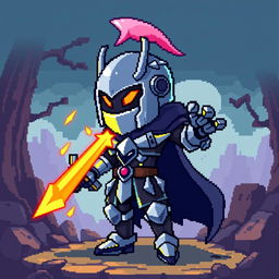 A cool pixelated character inspired by the art style of the game Soul Knight