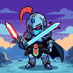 A cool pixelated character inspired by the art style of the game Soul Knight