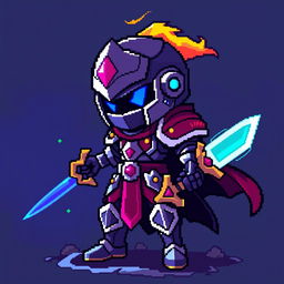 A cool pixelated character inspired by the art style of the game Soul Knight