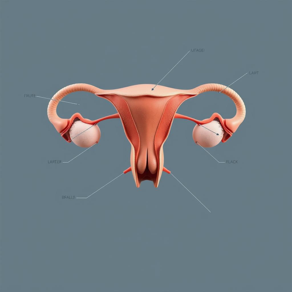 A highly realistic and detailed anatomical photograph of the female reproductive system, created for educational purposes