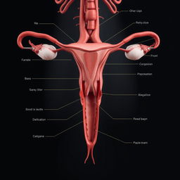 A highly realistic and detailed anatomical photograph of the female reproductive system, created for educational purposes