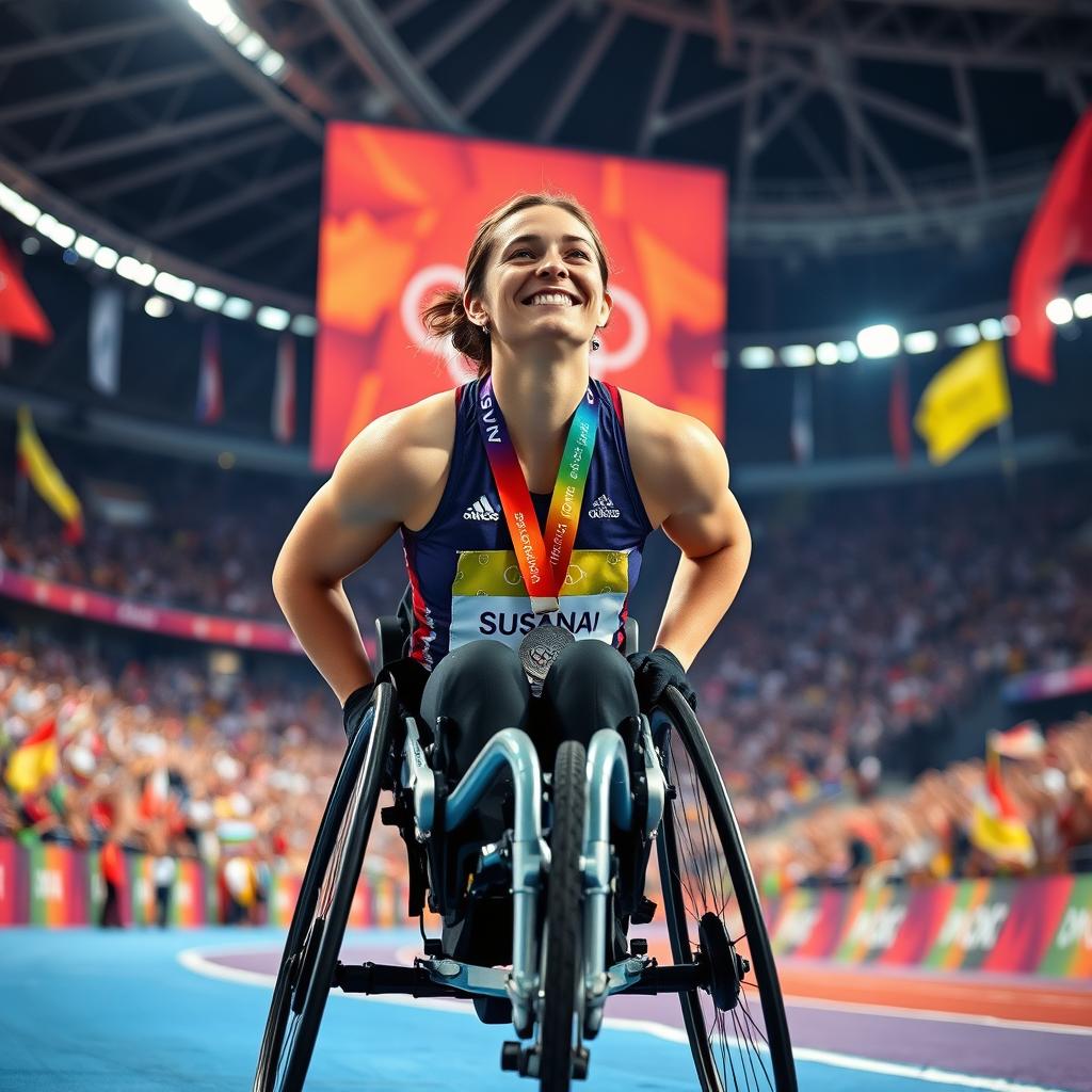 A powerful and inspiring scene capturing Susannah Scaroni, a Tekoa native, as she wins her third Paralympic medal, this time a silver, in the women's 5,000-meters race