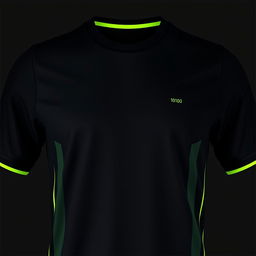 A black football jersey featuring four vertical neon green stripes designed in the form of small binary numbers