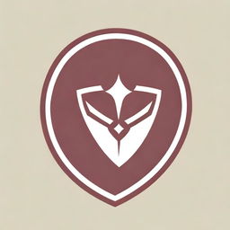 A maroon and white logo for an emergency response team, filled with charisma, grit, and alertness. Featuring a stylized shield, compass, and lightning bolt symbols embodying protection, guidance, and swift action.