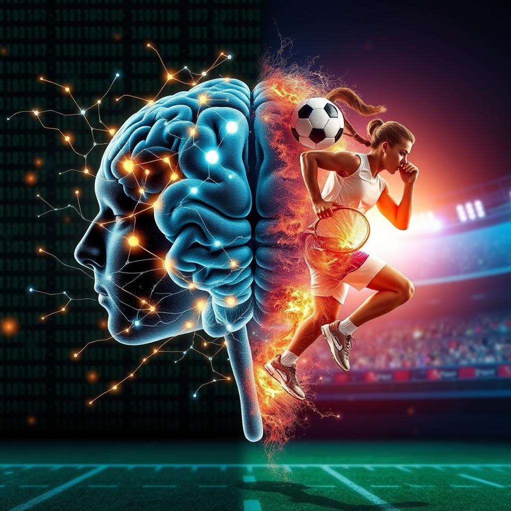 A dynamic image illustrating the connection between brain cognition and its importance in sports