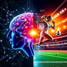 A dynamic image illustrating the connection between brain cognition and its importance in sports