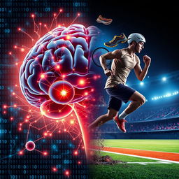 A dynamic image illustrating the connection between brain cognition and its importance in sports