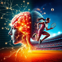 A dynamic image illustrating the connection between brain cognition and its importance in sports