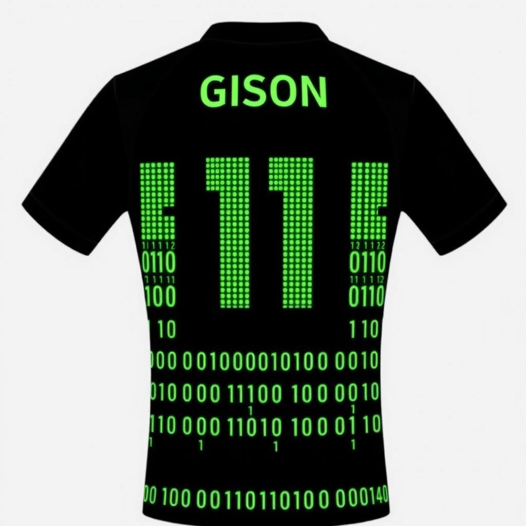 A black football jersey featuring four vertical stripes on the front, each extending the full height of the jersey