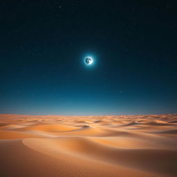 A vast desert under a starry night sky, with the bright planet Venus shining prominently as the Evening Star