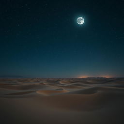A vast desert under a starry night sky, with the bright planet Venus shining prominently as the Evening Star