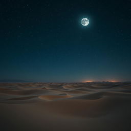 A vast desert under a starry night sky, with the bright planet Venus shining prominently as the Evening Star