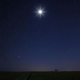 A captivating night sky with the Star of Bethlehem shining brightly among the stars