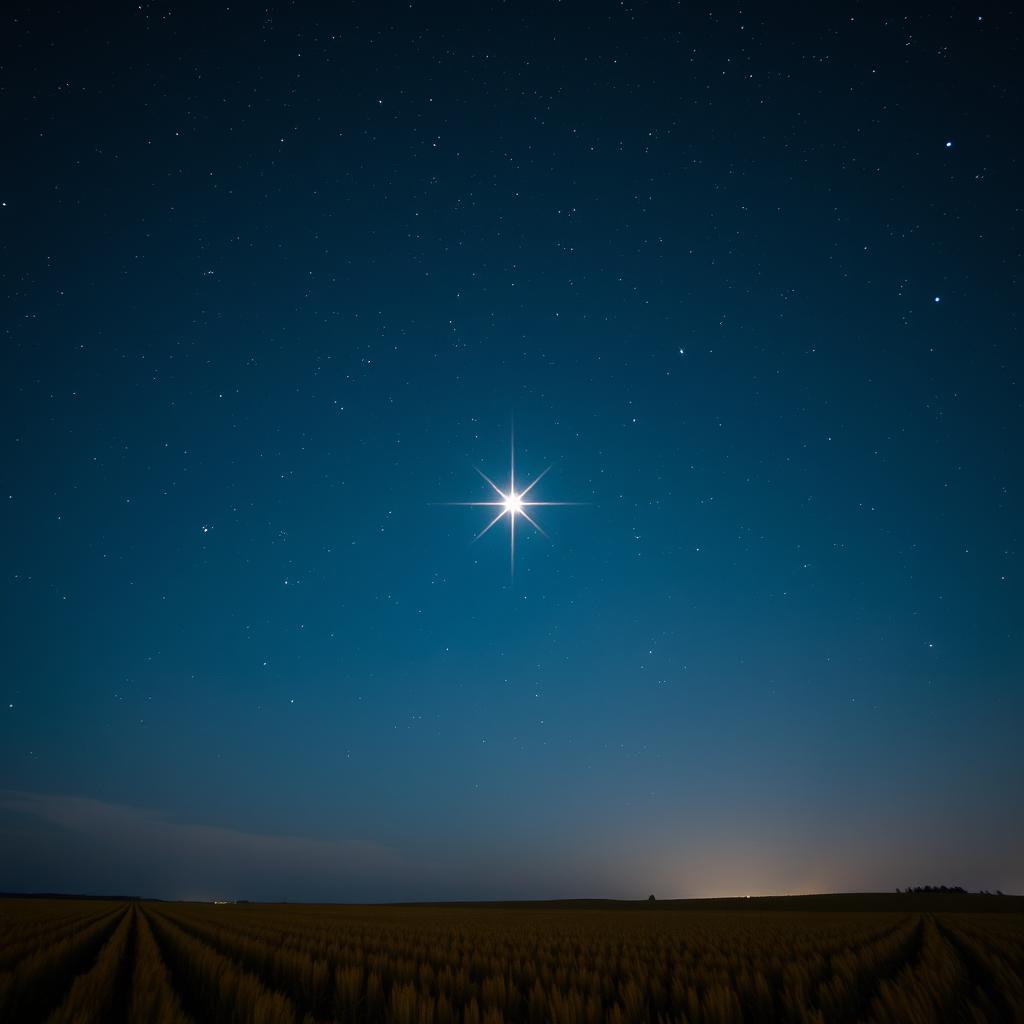 A captivating night sky with the Star of Bethlehem shining brightly among the stars