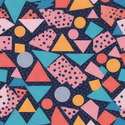 A Y2K-inspired pattern showcasing bold geometrical shapes, funky colors, and digital aesthetic elements evoking late 90s and early 2000s nostalgia