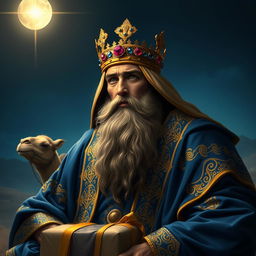 A majestic depiction of Balthazar, one of the biblical Magi, portrayed as a regal and wise king