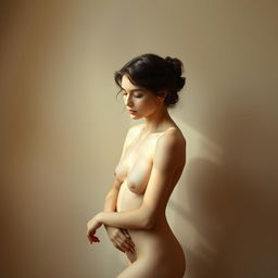 A tasteful depiction of a nude figure in an artful setting, emphasizing the beauty of the human form