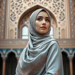 A beautiful and elegant Muslim woman, with a sophisticated and graceful demeanor