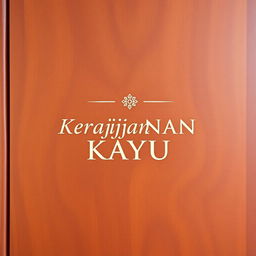 a book cover featuring a beautiful carved teak wood texture with the title 'Kerajinan Kayu' presented in elegant typography