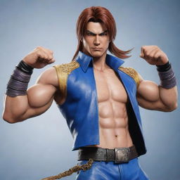 An imaginative fusion of Hwoarang from Tekken 8 and Seven from Scissor Seven, combining their distinctive outfits and hair styles.