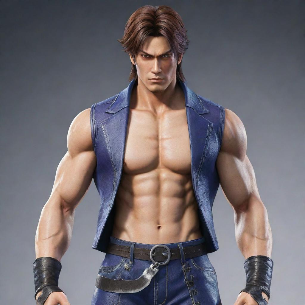 An imaginative fusion of Hwoarang from Tekken 8 and Seven from Scissor Seven, combining their distinctive outfits and hair styles.