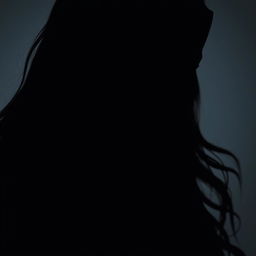 An artistic silhouette of a woman whose bottom face is obscured by a sleek black mask