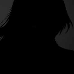 An artistic silhouette of a woman whose bottom face is obscured by a sleek black mask