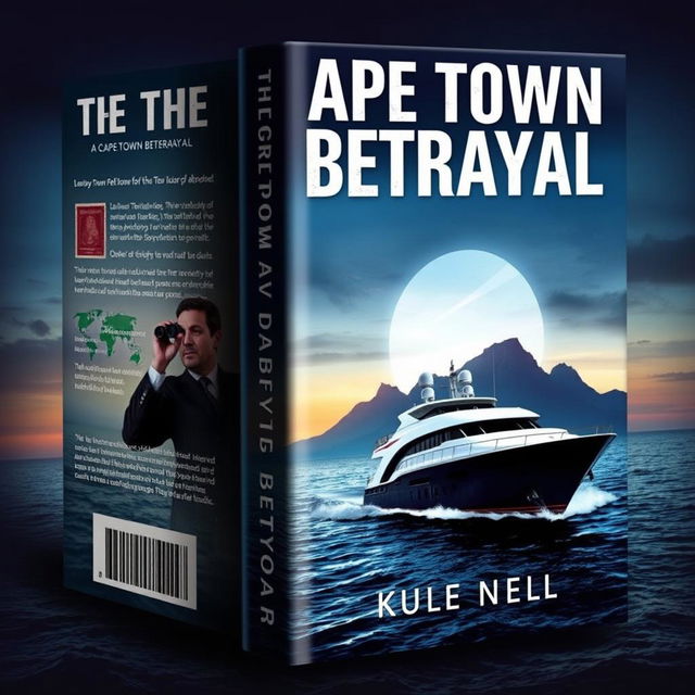 A gripping book cover design that captures the intrigue and suspense of a luxury yacht found abandoned off the coast of Cape Town