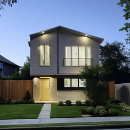 Design of a 1320 square feet home with a modern aesthetic, including both interior and exterior aspects. The home should be comfortable, efficient and aesthetically pleasing.