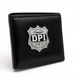 A police investigation style badge with UFO elements displayed inside a professional wallet