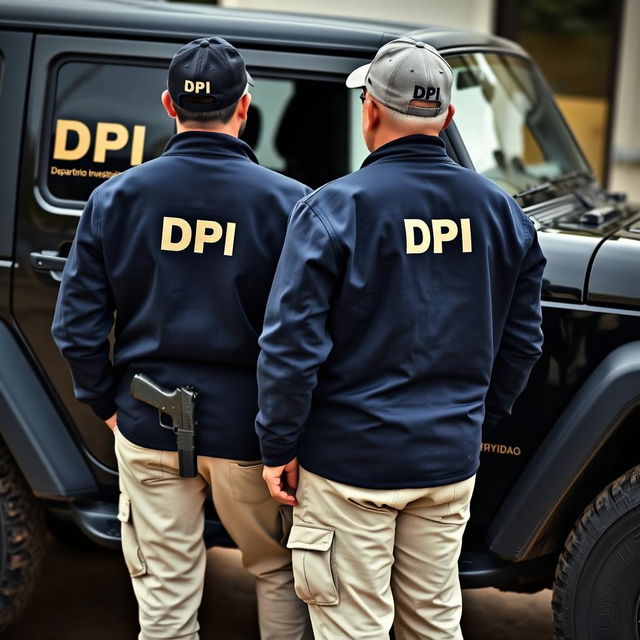 Jeep-style vehicle featuring the logo DPI on the door with smaller text 'Departamento Investigação Privada'