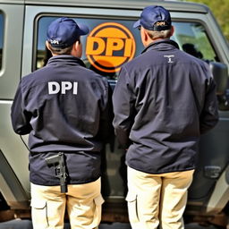 Jeep-style vehicle featuring the logo DPI on the door with smaller text 'Departamento Investigação Privada'