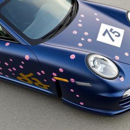 A Porsche 997 Turbo Phase 1 with a matte midnight blue color