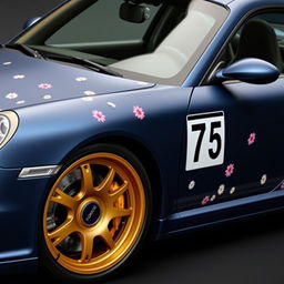 A Porsche 997 Turbo Phase 1 with a matte midnight blue color