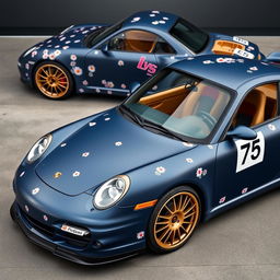 A Porsche 997 Turbo Phase 1 with a matte midnight blue color