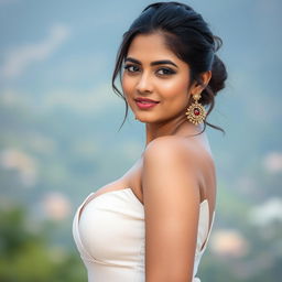 An attractive Indian woman showcasing her stunning features