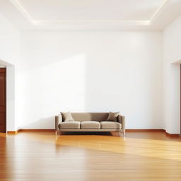 A spacious hall with a smooth white wall as a backdrop