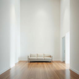 A spacious hall with a smooth white wall as a backdrop