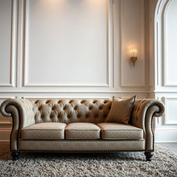 A detailed close-up of a beautifully designed hall featuring a smooth white wall as a backdrop