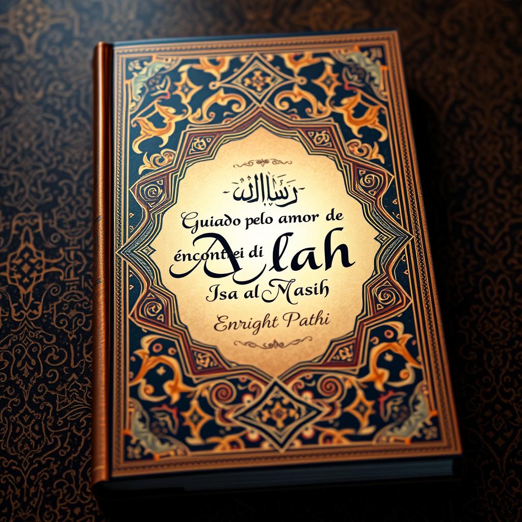 A captivating book cover featuring intricate Islamic art details, showcasing a safe and straight path leading towards enlightenment