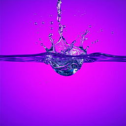 A dynamic splash of water captured in mid-air with a vibrant purple gradient backdrop