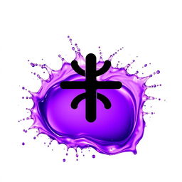 T-shirt design featuring a bold black symbol of a psychology faculty, prominently displayed against a background of a splash of water with a vibrant purple gradient