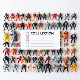A meticulously arranged collection checklist featuring high-quality images of 120 unique action figures