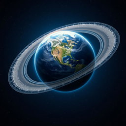 A stunning image of Earth surrounded by a magnificent ring, much like Saturn's rings