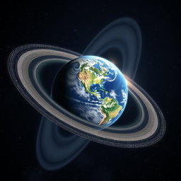 A stunning image of Earth surrounded by a magnificent ring, much like Saturn's rings