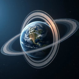 A stunning image of Earth surrounded by a magnificent ring, much like Saturn's rings