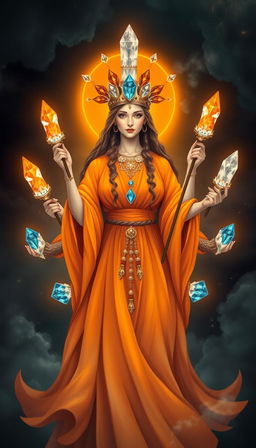 The Goddess of Wands is depicted in a borderless, mystical scene