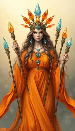 The Goddess of Wands is depicted in a borderless, mystical scene