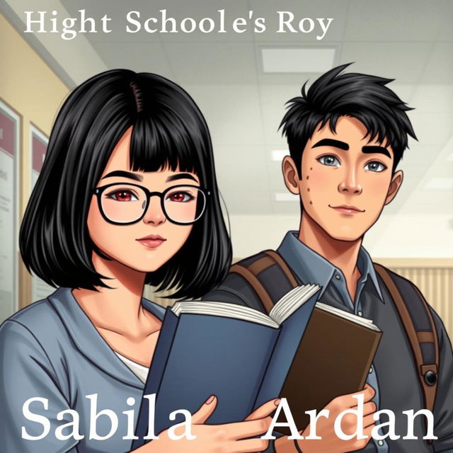 High school romance novel cover featuring two main characters, Sabila and Ardan